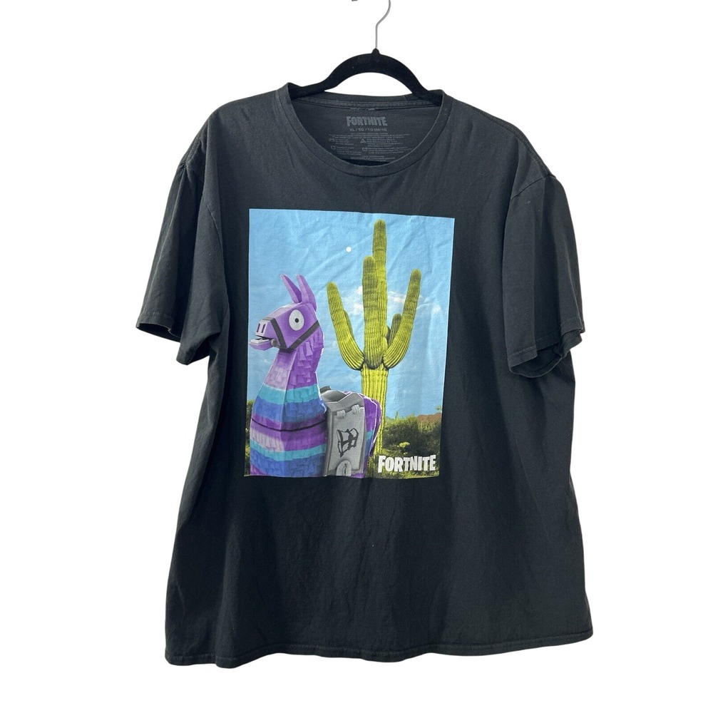 Fortnite Loot Llama Graphic T-Shirt XL Black Cotton Short Sleeve Gaming Gamer
